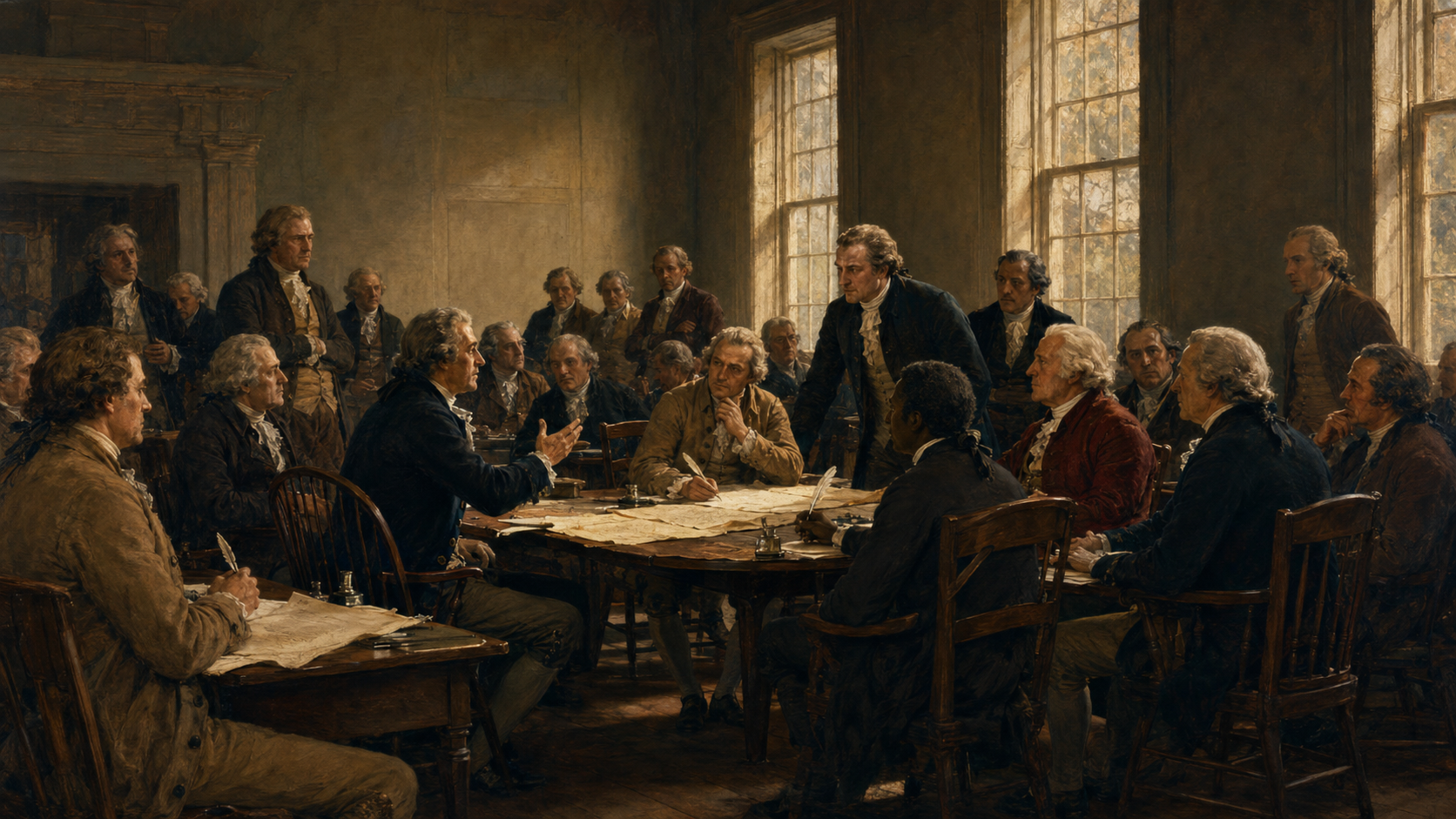 A founding-era legislative chamber in active deliberation